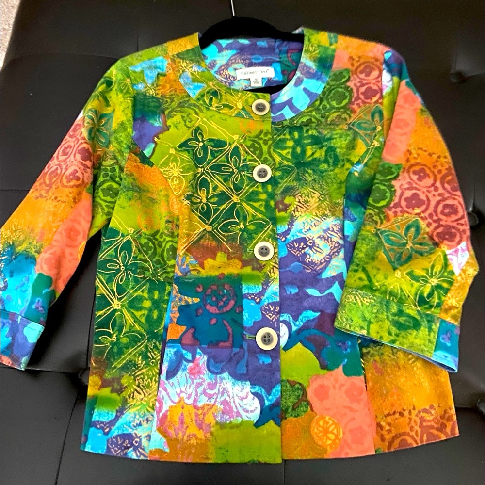 Coldwater Creek multi colored lined jacket size 12